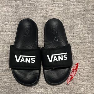 Vans Black Slides with White Logo Strap junior size 5